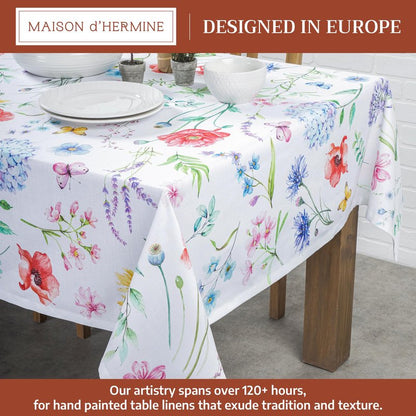 Maison d' Hermine Table Cloth Rectangle Table 100% Cotton 60 x 90 Inches Tablecloth Reusable Decorative for Dining Kitchen Room Farmhouse Home Gifts for Mothers Day Spring Summer - Just Floral