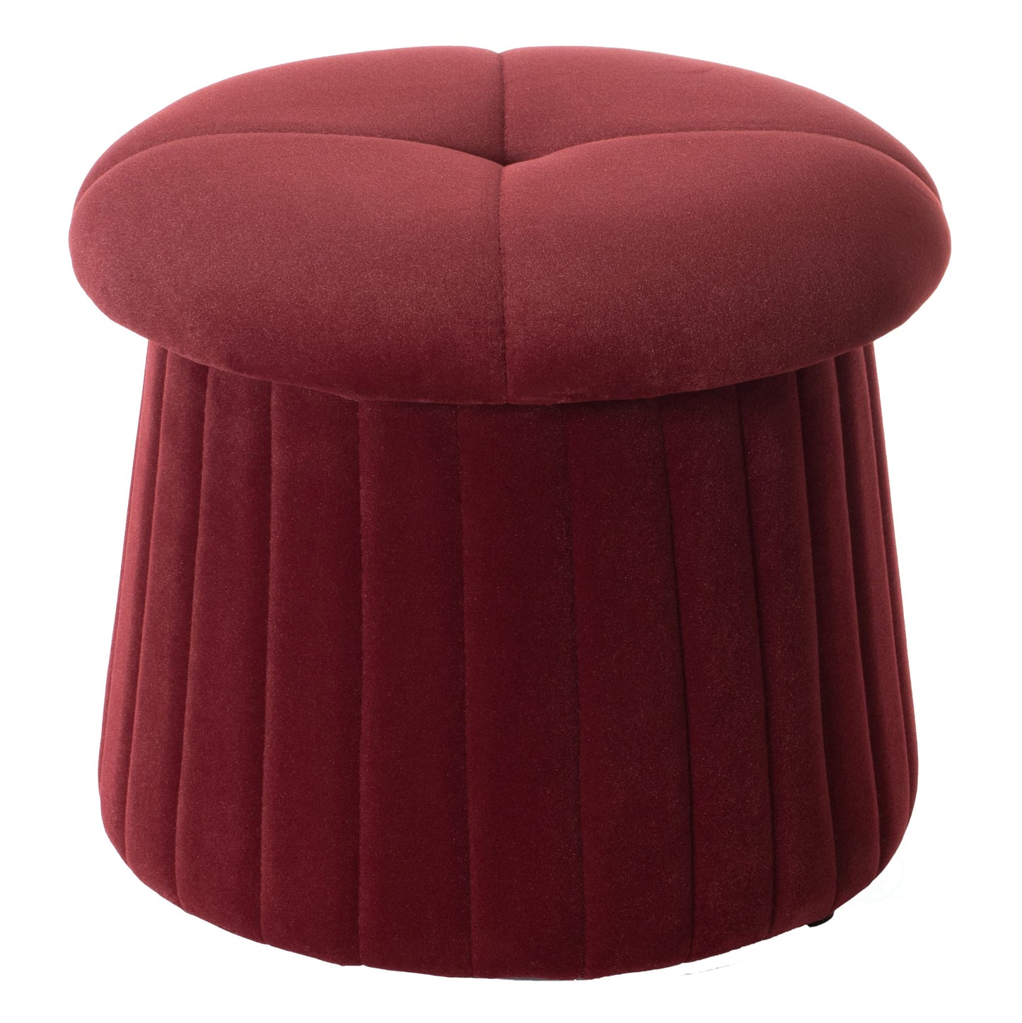 Fabulaxe Modern Tufted Velvet Mushroom Shape Storage Ottoman Storage Stool Trunk, Red