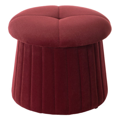Fabulaxe Modern Tufted Velvet Mushroom Shape Storage Ottoman Storage Stool Trunk, Red