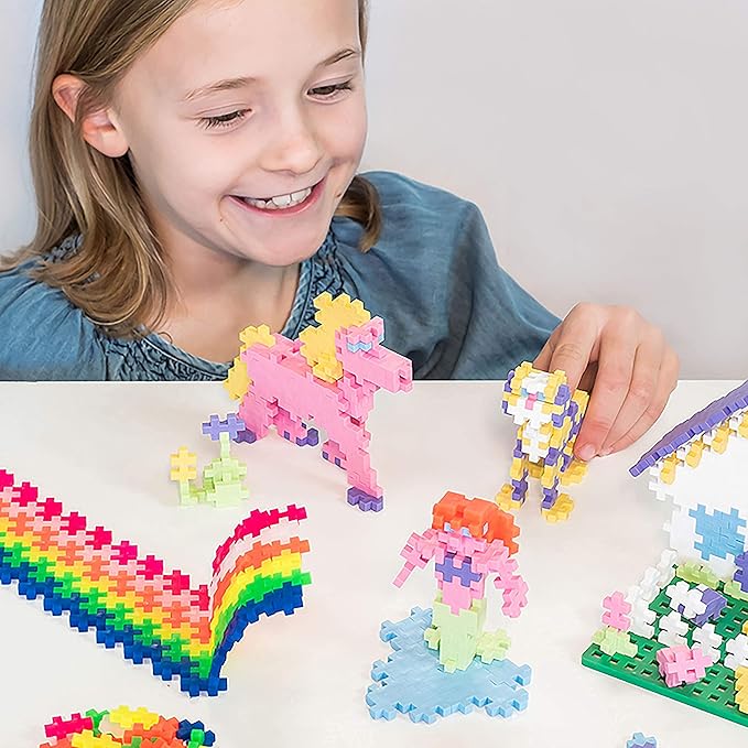PLUS PLUS Learn to Build Set Interlocking Mini Building Blocks 3D Puzzle Construction Stem Toy for Kids - Pastel Mix 400 Pieces