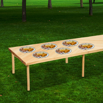 Zupemo 80"x30" Boho Wooden Picnic Table, Portable Outdoor Low Picnic Table with Adjustable Legs 13" & 16" for Floor Seating, Beach, Camping, BBQ, Backyard, 80x30in Seating for 12 People
