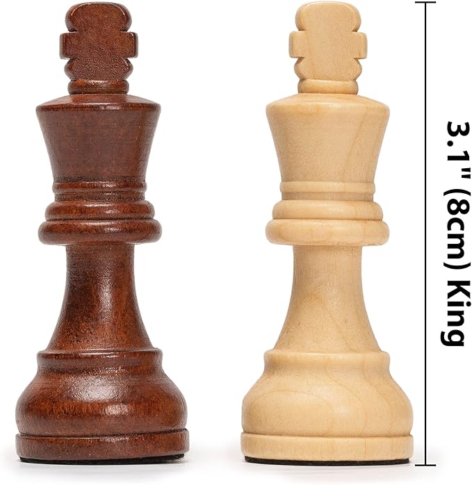 Husaria Staunton Tournament No. 4 Chessmen with 2 Extra Queens and Wooden Box 3-inch Kings