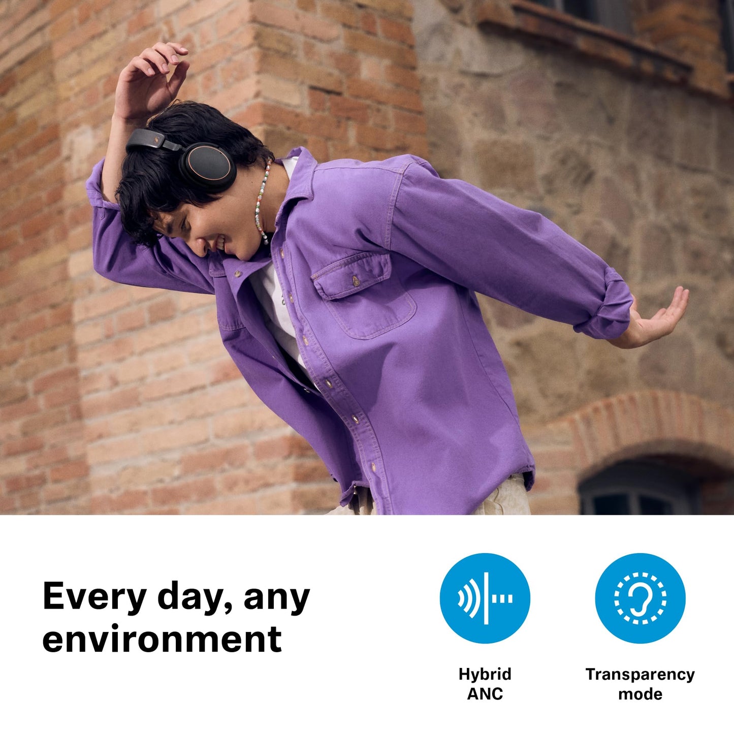 Sennheiser ACCENTUM Wireless Bluetooth Headphones - 50-Hour Battery Life, Audio, Hybrid Noise Cancelling (ANC), All-Day Comfort and Clear Voice Pick-up for Calls, Black/Copper