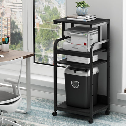 Fannova Printer Stand with Adjustable Shelf, 4 Tier Large Tall Printer Table with Wheels for Home Office Storage and Organization, Rolling Stand Cart for Computer Tower CPU Shredder, Black