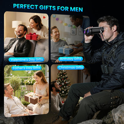 Birthday Gifts & Night Vision Goggles - 5W Upgraded 4K HD IR Binoculars - 8X Digital Zoom/Rechargeable Battery/32GB Card/Flashlight, Camping Exploration Gifts for Men Dad Husband Boy Friend