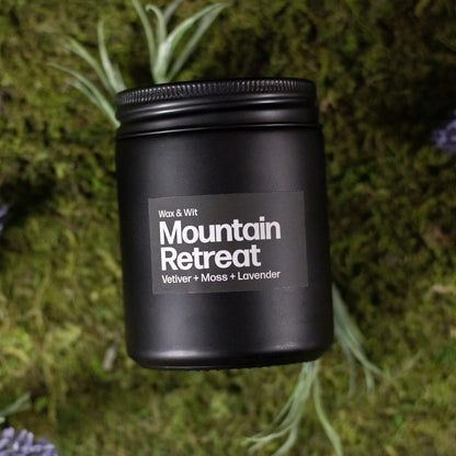 Wax & Wit Black Scented Candles for Men – Mountain Retreat Candle - 9oz, Soy Wax, Cotton Wick, Long Lasting 50 Hour Burn, Aromatherapy for Home - Gifts for Men, Dad, Husband, Boyfriend, Coworker