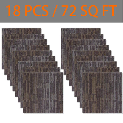 18 PCS Commercial Carpet Tiles 24"x24" (72 Sq Ft) Heavy Duty Carpet Squares with Non-Slip Backing, Modular Floor Tiles for Office, Basement, Home (Brown)