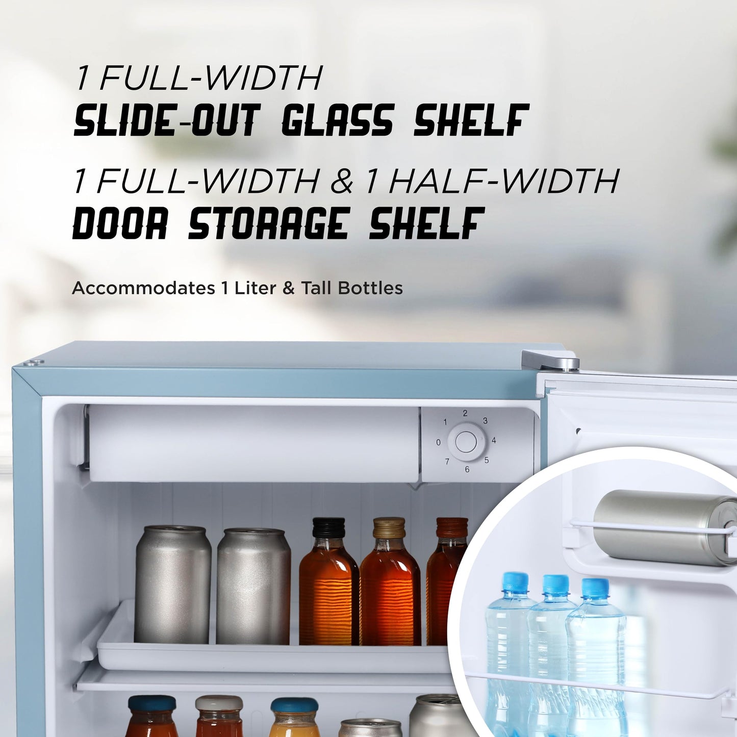 ICEBOX 1.7 Cu. Ft. Compact Refrigerator, ENERGY STAR Certified Small Refrigerator, Single Door Mini Fridge with Chiller Compartment, R600a Refrigerant, IBCR17SLT, Slate Blue
