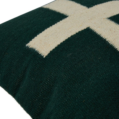 Creative Co-Op Swiss Cross Cotton Wool Throw Natural Pillow, std, Cream and Black