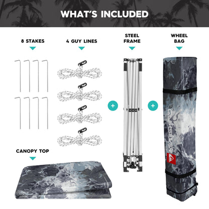 Quiksilver 10x10 Pop Up Canopy – UPF 50+ Outdoor Beach Tent with One-Push Setup – Portable Shade Shelter for Beach, Tailgate, Festivals, Camping – Water-Resistant Folding Gazebo with Wheeled Bag