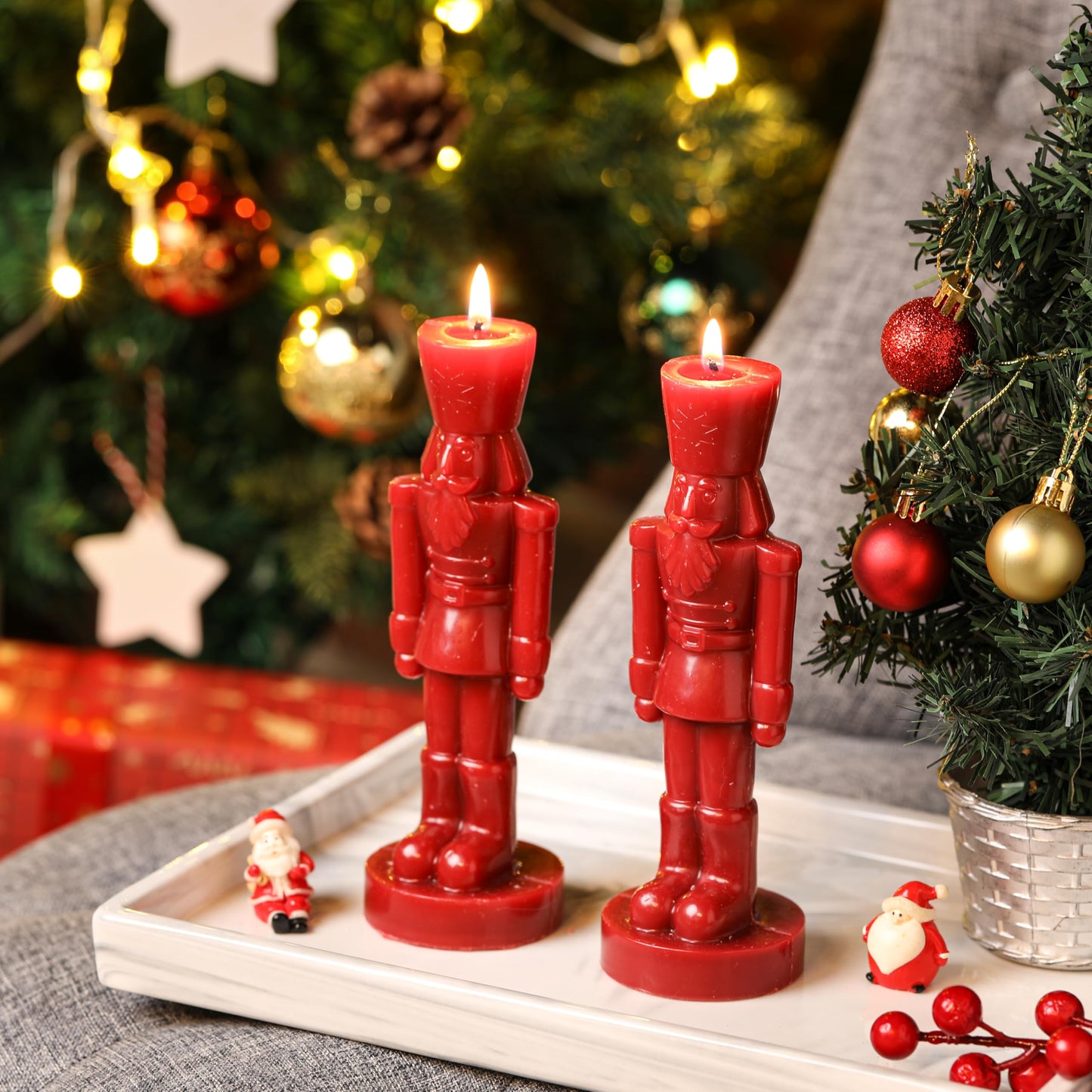 Nutcracker Candle,Nutcracker Soldier Pillar Candles,Gifts for Boys Girls,Women,Nucracker Decor Unscented Candle,Soy Wax,Christmas Holiday Home Decor,2 Pcs