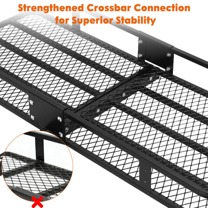 Garvee 70" x 30" x 6", Hitch Cargo Carrier, 500 Lbs Capacity with Ratchet Straps & Cargo Bag, Folding Hitch Mount Cargo Carrier Basket with Hitch Lock for 2" Receiver, Fit for SUVs