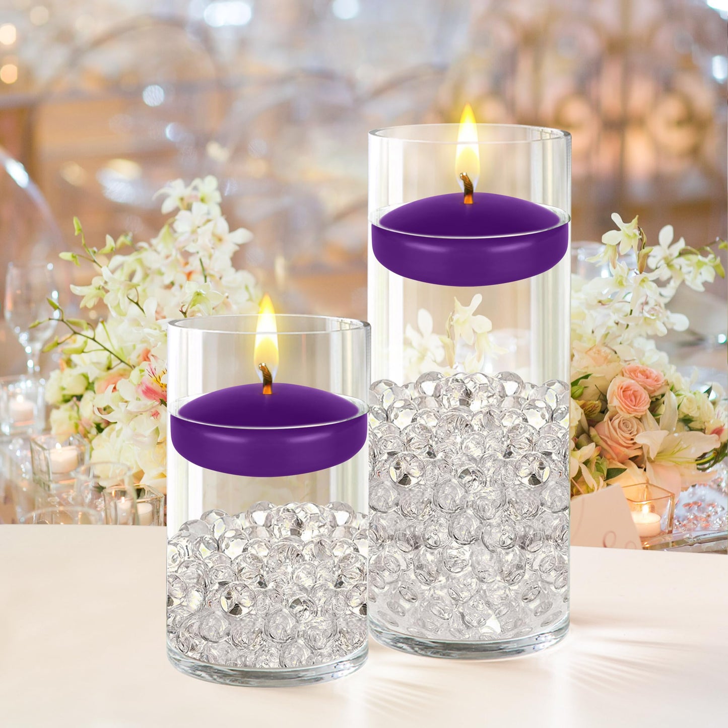 Mega Candles 12 pcs Unscented Purple Floating Candles, Hand Poured Wax Candle 3 Inch Diameter, Home Décor, Wedding Receptions, Centerpieces, Occasions, Events, Festivities, Meditations, Spas