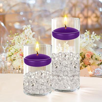 Mega Candles 12 pcs Unscented Purple Floating Candles, Hand Poured Wax Candle 3 Inch Diameter, Home Décor, Wedding Receptions, Centerpieces, Occasions, Events, Festivities, Meditations, Spas