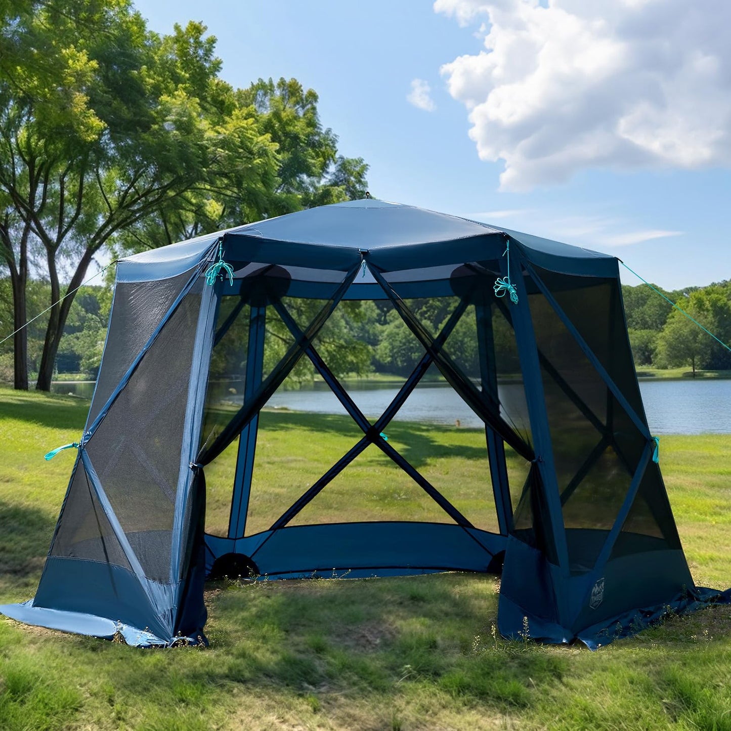 TIMBER RIDGE Easy Pop Up Gazebo Canopy Tent for Camping, 11.5 X 9.8 Ft Portable Instant Screened House, Pop Up Canopy with Netting for Backyard, Patio, Outdoor, Tailgating, Picnics, Blue