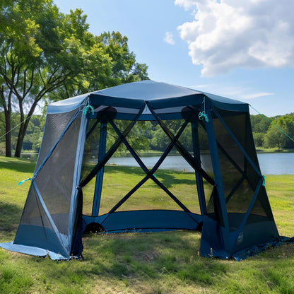 TIMBER RIDGE Easy Pop Up Gazebo Canopy Tent for Camping, 11.5 X 9.8 Ft Portable Instant Screened House, Pop Up Canopy with Netting for Backyard, Patio, Outdoor, Tailgating, Picnics, Blue
