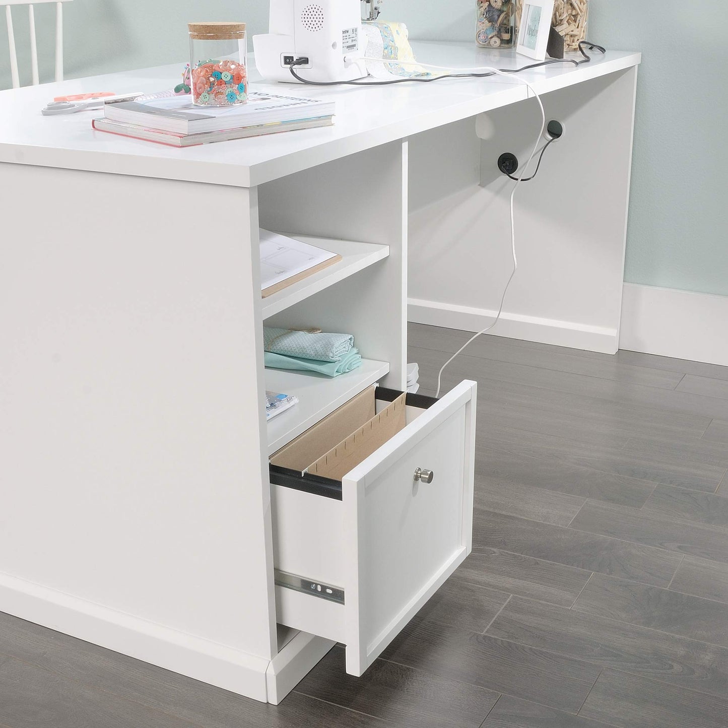 Sauder Craft Pro Series Craft Table/ Pantry cabinets, in White finish
