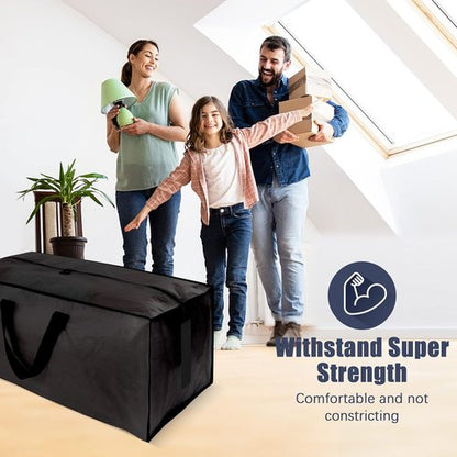 HOMESURE Large Water-Resistant Moving Bags - 12 Pack Heavy Duty Storage Totes with Zippers & Handles | Black