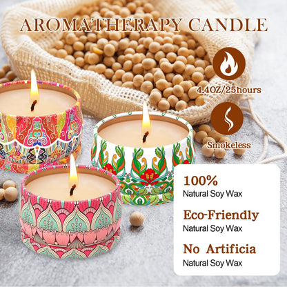 Scented Candles Gift Set,3 Pack Candles for Home Scented, Long Lasting Soy Wax Aromatherapy Candle Set, Gifts for Women with Gift Box(Rose.Vanilla.Orange)