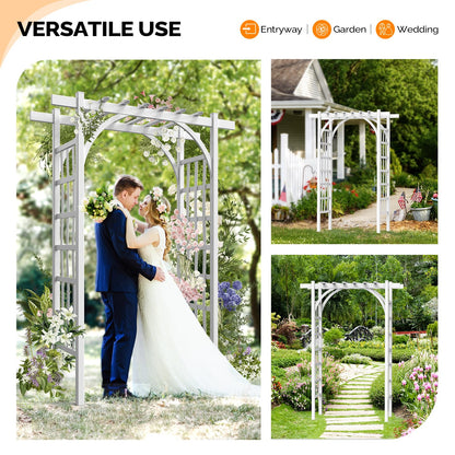 VINGLI Garden Arbor, PVC Wedding Arch for Ceremony Party, Garden Trellis for Climbing Plants Outdoor, Arch Backdrop Stand for Garden, Backyard, Lawn, Wedding