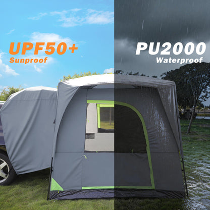 HREFUEU SUV Tailgate Tent for Camping with Rainfly, 5-8 Person Outdoor car Tent, 10'x8'x7.5'(H), Waterproof 3000MM UPF 50+, Portable Storage Bag, Any Size SUV/MPV/CUV/Jeep