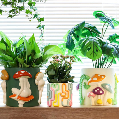 GUGUGO Mushroom Lady Body Plant Pots 8 Inch, Quirky Unique Cute Planters Boho Funky Eclectic Home Decor, Mushroom Butt Flower Pots, Indoor Planting Pot, Modern Aesthetic for Decorating, Dark Green