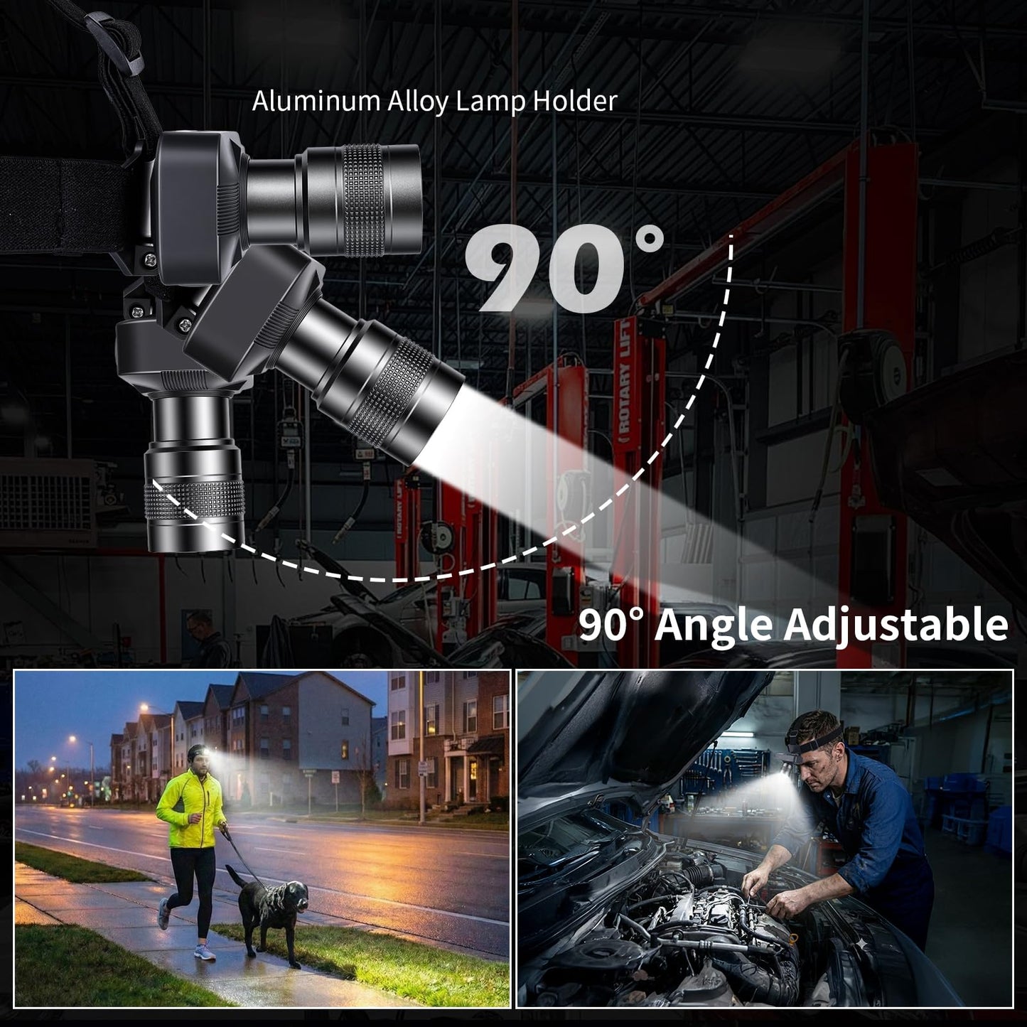 KunHe 20 Pack Rechargeable LED Headlamp with 1800mAh Battery 333 Lumens Aluminum Alloy with Zoomable150M Beam IP65 Waterproof 3 Modes for Construction Crews Warehouse Maintenance & Emergency