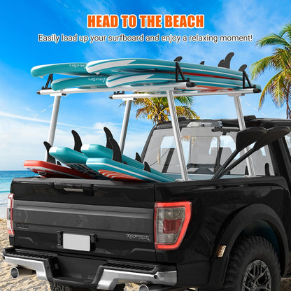 GarveeTech Truck Rack, 71" Aluminum Ladder Rack for Trucks, 800 lbs Capacity with Non-Drilling C-Clamps, Heavy Duty Pickup Truck Racks Two-Bar Set for Kayak, Surfboard, Lumber, Ladder