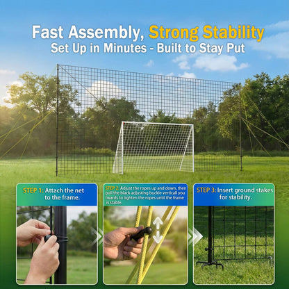 3-in-1 Soccer Goal with Rebounder & Backstop Net, Soccer Training Equipment for Backyard, Soccer Rebounder for Shooting, Passing & Ball Control, Kids & Youth (Junior)