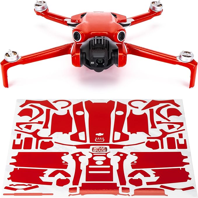 WRAPGRADE Skin Stickers Compatible with DJI Mini 4 Pro | Full Wrap (Super Red)
