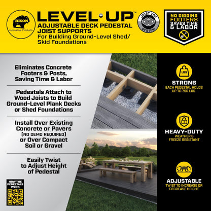 Bison Level.Up System Adjustable Deck Pedestal Joist Support Kit, 12-Pedestal Kit (7079806002)