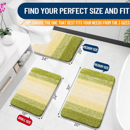 OLANLY Luxury U-Shaped Toilet Rugs - Extra Soft, Absorbent Microfiber Bath Mat | 24x20, Olive Green