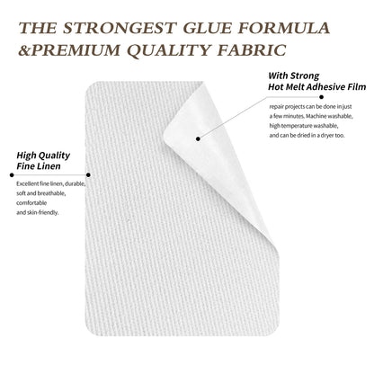 KING MOUNTAIN 100% Cotton Fabric Iron-on Repair Patch, Inside&Outside Clothes Repair Patch, 3"x60" with Backing Glue Repair Decorative Patch kit (White)