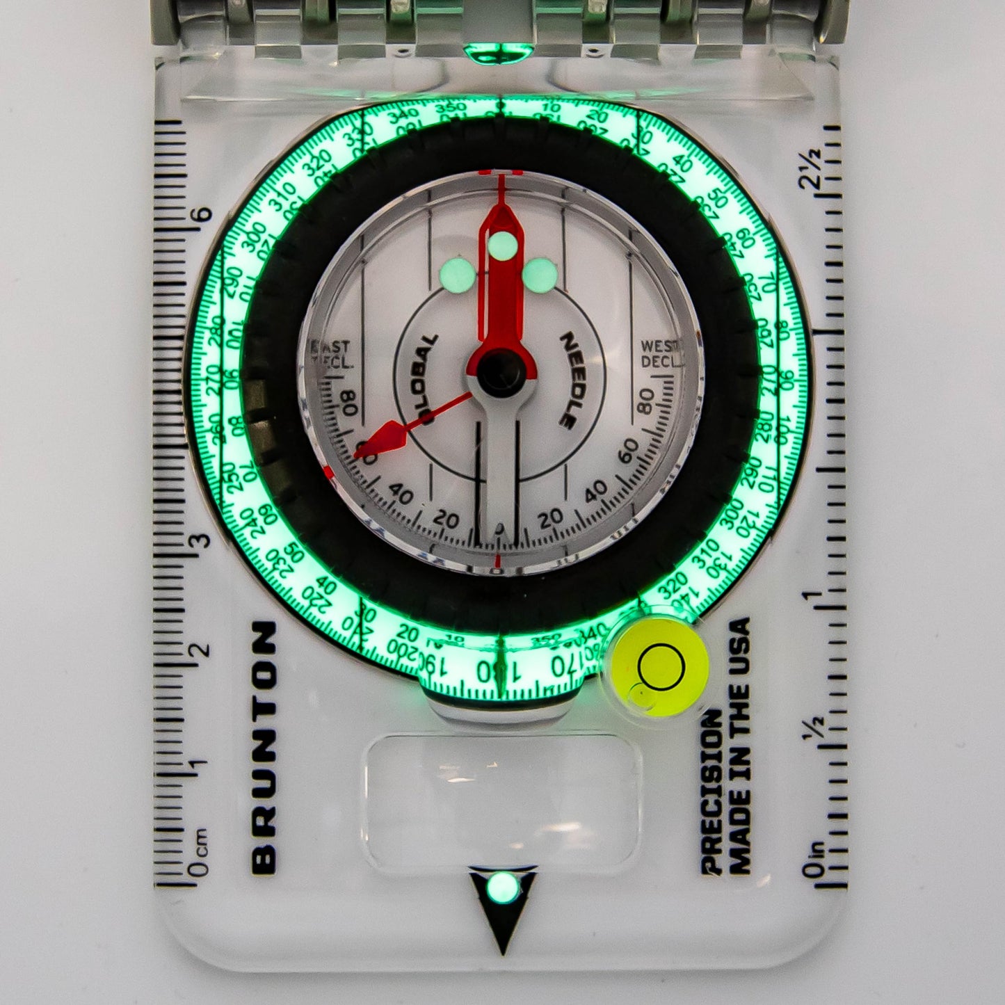 Brunton TruArc 20 Luminous Expedition Compass – Glow in the Dark Sighting Tool with Protective Boot – Global Needle & Clinometer – Night Navigation for Search & Rescue