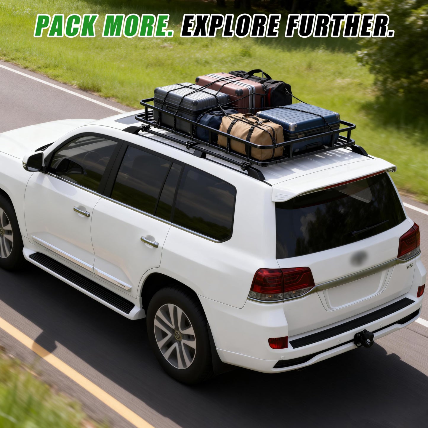 Folews 64 x 39 x 6 Inch Roof Basket, Heavy Duty 300LB Roof Rack Cargo Carrier Universal Rooftop Cargo Basket Steel Luggage Holder for Car, SUV, Truck & Pickup