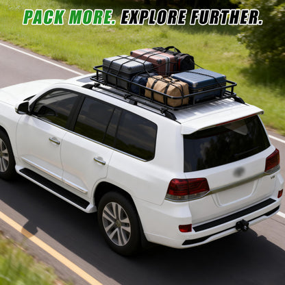 Folews 64 x 39 x 6 Inch Roof Basket, Heavy Duty 300LB Roof Rack Cargo Carrier Universal Rooftop Cargo Basket Steel Luggage Holder for Car, SUV, Truck & Pickup