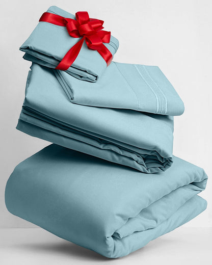 Mellanni Twin XL Sheets Set - Iconic Collection Hotel Luxury Bedding - Extra Soft, Cooling, Stain Resistant (Aqua)