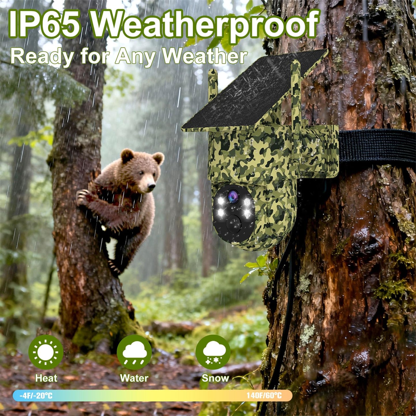 QUTHZZHY 4G LTE Solar Cellular Trail Camera,365 Days Free Unlimited Data,No WiFi Needed Trail Cam, 0.2S Speed Motion Activated Game Camera,Deer Camera 360°View IP65,Tuya Smart Camera,64GB Storage