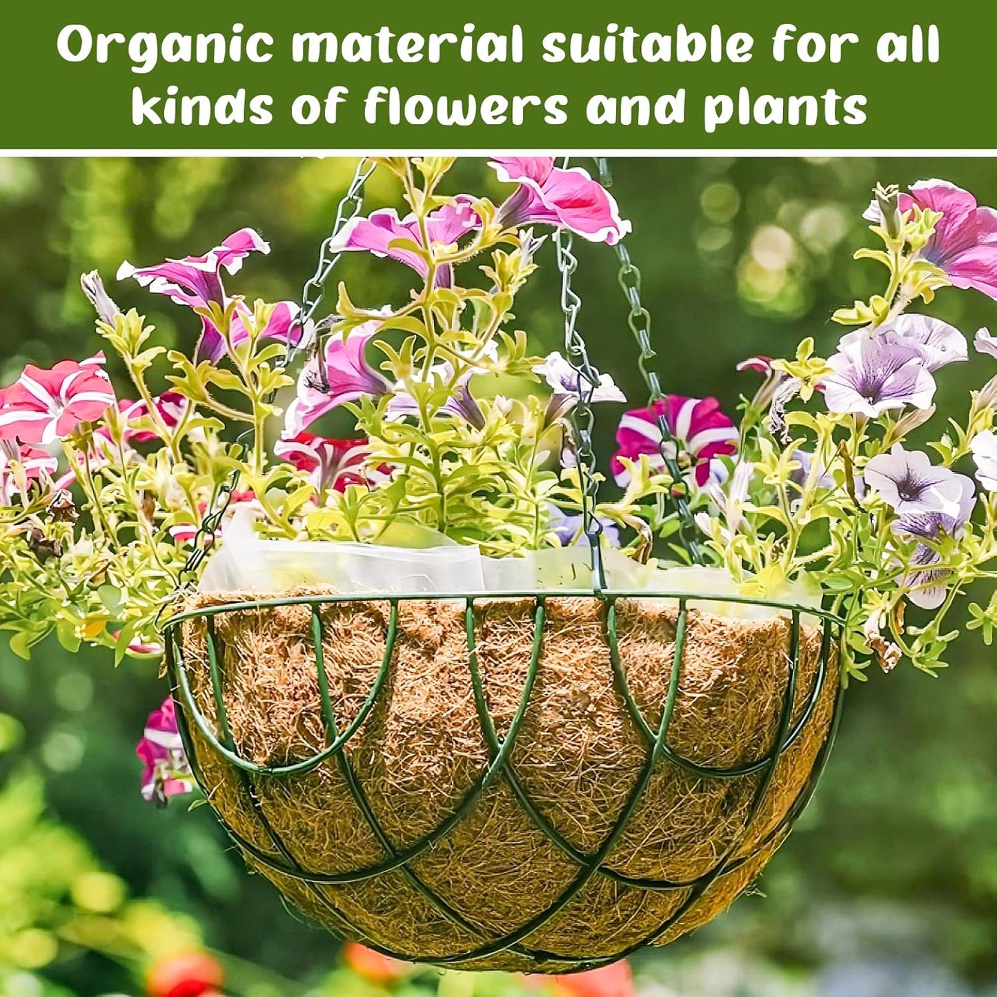 Legigo 8-Inch Coco Fiber Hanging Basket Liners - 100% Natural Coconut Replacement for Flowers & Vegetables