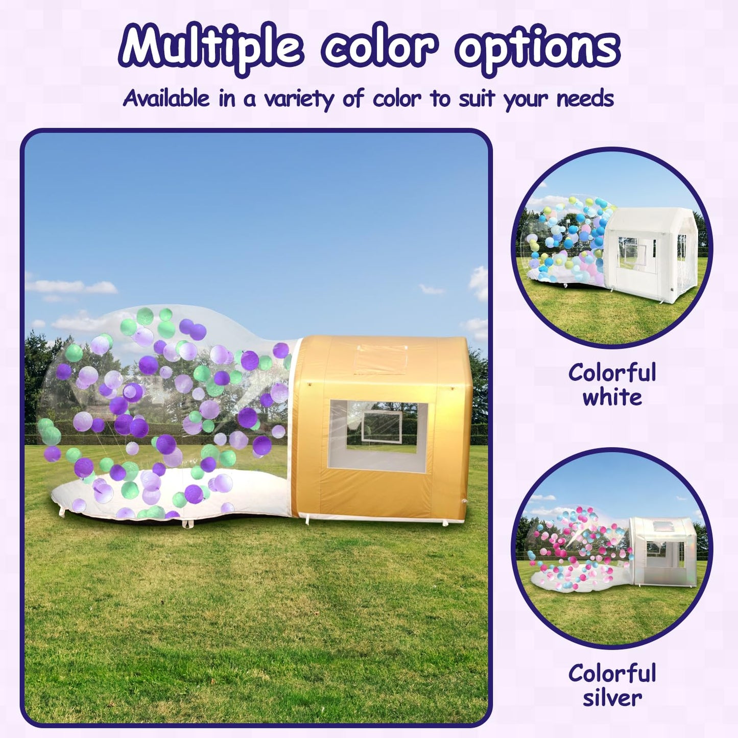 10ft Inflatable Bubble House Dome with Tunnel for Kids, Clear TPU Balloon Tent for Parties, Includes 450W Air Blower & 600W Air Pump