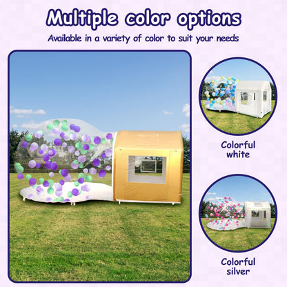 10ft Inflatable Bubble House Dome with Tunnel for Kids, Clear TPU Balloon Tent for Parties, Includes 450W Air Blower & 600W Air Pump