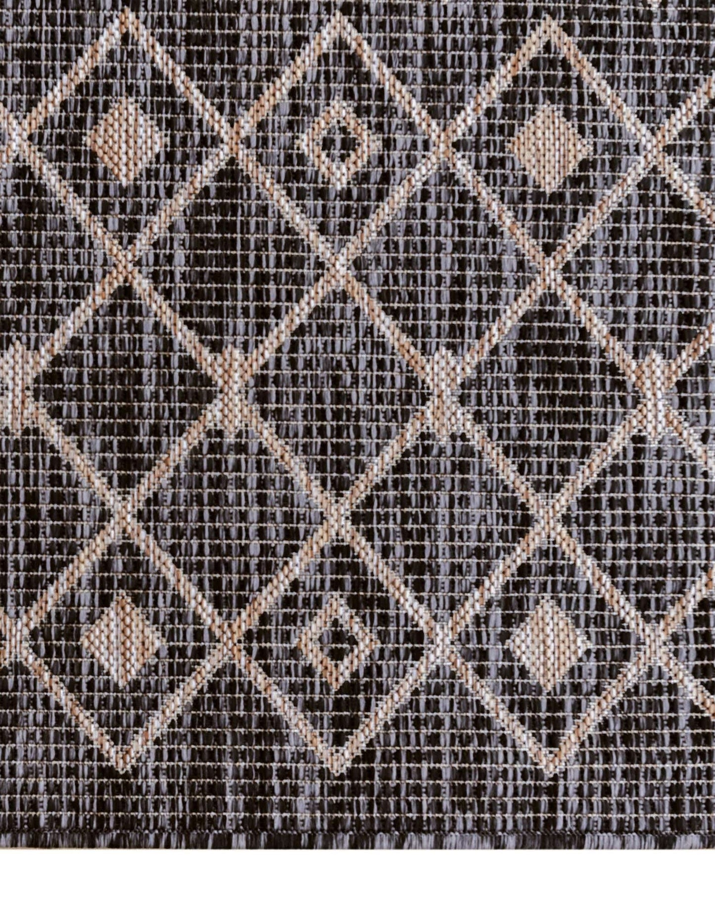 Unique Loom Outdoor Trellis Collection Area Rug - Tribal Trellis (13' Square, Charcoal Gray/ Natural)
