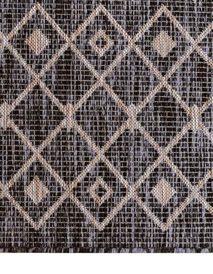 Unique Loom Outdoor Trellis Collection Area Rug - Tribal Trellis (13' Square, Charcoal Gray/ Natural)