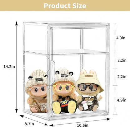 Attelite Large Clear Acrylic Display Case Shoe Storage Boxes With An Adjustable Divider2 Pack 2 Tiers Clear Plastic Stackable Storage Bins With Lids Display Acrylic Box With Magnetic Door