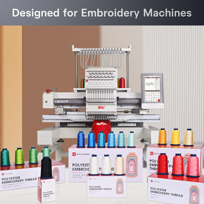 BAi Embroidery Thread Set, 100 Brilliant Colors,40WT (108D/2) Polyester Embroidery Machine Thread, 4000M Each Spool for Commercial Multi-Needle Embroidery Machines Embroidery Machines