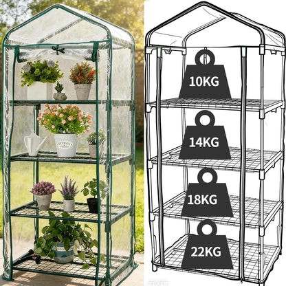 ArtBeek Mini Green House Covers, Portable Plastic Greenhouses with Heavy Duty Transparent PVC with Plant Growing Lights (4_Tier)