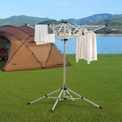 JS HANGER Portable Umbrella Clothesline, 65 Ft of Hanging Space, Pre-Strung with Stable Base,4-arm Drying Rack for Indoor and Outdoor Clothes