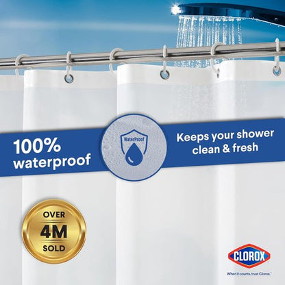 Clorox Shower Curtain Liner - Premium Waterproof 4g PEVA with Weighted Magnets | Standard Size 70" x 72", Frosty