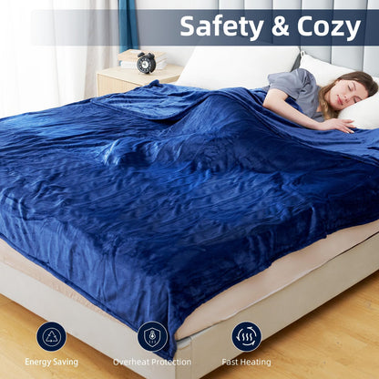 Electric Heated Blanket Full Size 72"x84", Cozy Large Oversized, 5 Heating Levels & 10 Hours Auto Off, Cozy for Bed, Sofa, & Office, Machine Washable, Purple