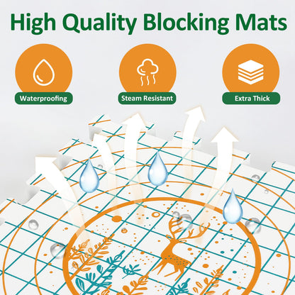 9 Pcs Blocking Mats for Knitting, Extra Thick Blocking Boards with Grids, with 200 T-Pins and 24PCS Knitting Blockers, for Needlepoint or Crochet